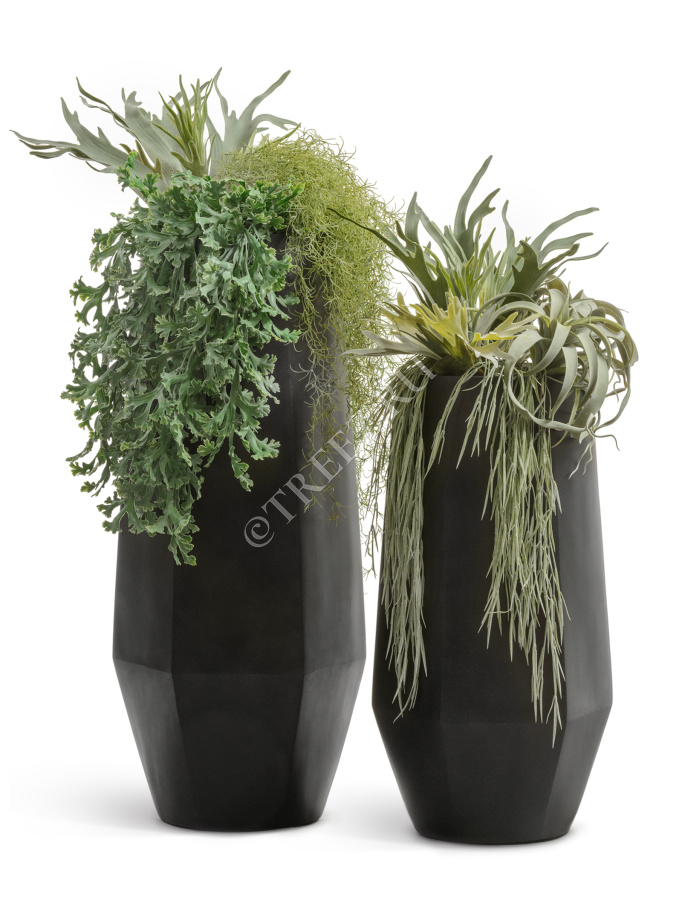 Кашпо TREEZ Effectory - Crystal - Высокий многогранник - Антрацит фото