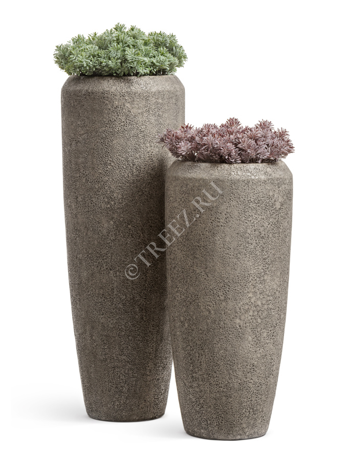 Кашпо TREEZ Effectory - Volcano - Высокий конус Design - Серо-коричневый туф фото