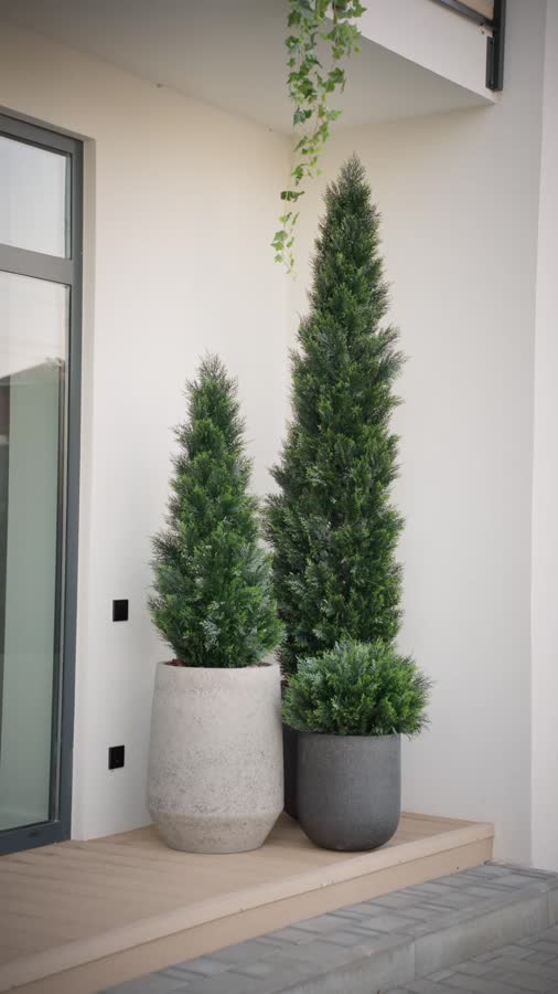 Кашпо TREEZ ERGO - Hard Rock - Высокая трапециевидная чаша - Песок серый беж фото